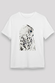 Baykuş Beyaz Unisex Tişört T-Shirt - TişörtFabrikası