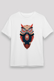 Baykuş Beyaz Unisex Tişört T-Shirt - TişörtFabrikası