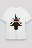 Baykuş Beyaz Unisex Tişört T-Shirt - TişörtFabrikası