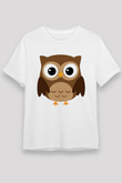 Baykuş Beyaz Unisex Tişört T-Shirt - TişörtFabrikası
