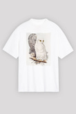 Baykuş Beyaz Unisex Tişört T-Shirt - TişörtFabrikası