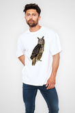 Baykuş Beyaz Unisex Tişört T-Shirt - TişörtFabrikası