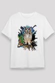 Baykuş Beyaz Unisex Tişört T-Shirt - TişörtFabrikası