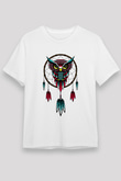 Baykuş Beyaz Unisex Tişört T-Shirt - TişörtFabrikası