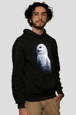 Baykuş Siyah Unisex Kapüşonlu Sweatshirt