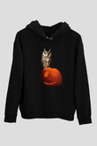 Baykuş Siyah Unisex Kapüşonlu Sweatshirt
