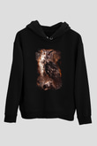 Baykuş Siyah Unisex Kapüşonlu Sweatshirt