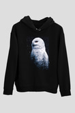 Baykuş Siyah Unisex Kapüşonlu Sweatshirt