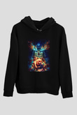 Baykuş Siyah Unisex Kapüşonlu Sweatshirt