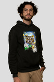 Baykuş Siyah Unisex Kapüşonlu Sweatshirt