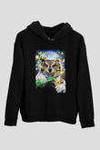 Baykuş Siyah Unisex Kapüşonlu Sweatshirt