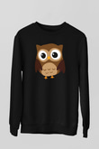 Baykuş Siyah Unisex Sweatshirt