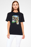 Baykuş Siyah Unisex Tişört T-Shirt - TişörtFabrikası