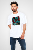 Bayside Baskılı Unisex Beyaz Oversize Tişört