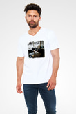 Bayside Baskılı Unisex Beyaz V Yaka Tişört