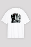 Beatles Baskılı Unisex Beyaz Oversize Tişört