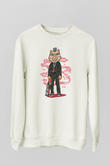 Bebop Skateboard Baskılı Unisex Beyaz Sweatshirt