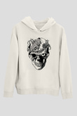 Beherit Baskılı Beyaz Unisex Kapüşonlu Sweatshirt