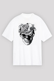 Beherit Baskılı Beyaz Unisex Oversize Tişört - Tshirt