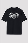 Beherit Baskılı Unisex Siyah Oversize Tişört - Tshirt