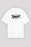 Behexen Baskılı Beyaz Unisex Oversize Tişört - Tshirt