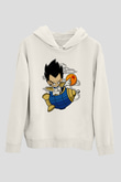 Bejita Rocket Baskılı Unisex Beyaz Hoodie