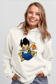 Bejita Rocket Baskılı Unisex Beyaz Hoodie