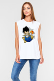 Bejita Rocket Baskılı Unisex Beyaz Kolsuz Tişört