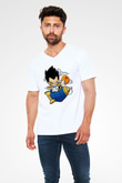 Bejita Rocket Baskılı Unisex Beyaz V Yaka Tişört