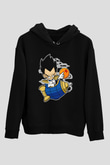 Bejita Rocket Baskılı Unisex Siyah Hoodie