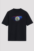 Belize Bayrağı Baskılı Unisex Siyah Oversize Tişört
