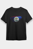 Belize Bayrağı Baskılı Unisex Siyah Tişört