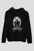 Belphegor Baskılı Unisex Siyah Kapüşonlu Sweatshirt