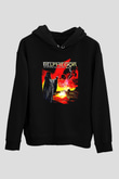 Belphegor Baskılı Unisex Siyah Kapüşonlu Sweatshirt