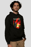 Belphegor Baskılı Unisex Siyah Kapüşonlu Sweatshirt