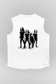 Belzebubs Baskılı Beyaz Unisex Kolsuz Tişört - Tshirt