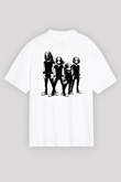 Belzebubs Baskılı Beyaz Unisex Oversize Tişört - Tshirt
