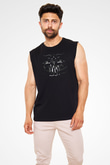 Belzebubs Baskılı Unisex Siyah Kolsuz Tişört - Tshirt