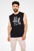 Belzebubs Baskılı Unisex Siyah Kolsuz Tişört - Tshirt