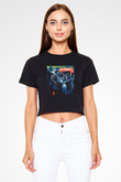 Benediction Siyah Crop Top Tişört