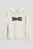 Benighted Baskılı Beyaz Unisex Kapüşonlu Sweatshirt