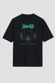 Benighted Baskılı Unisex Siyah Oversize Tişört - Tshirt