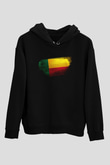Benin Bayrağı Baskılı Unisex Siyah Hoodie
