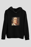 Benjamin Franklin Baskılı Unisex Siyah Hoodie