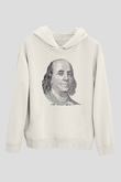 Benjamin Franklin Beyaz Unisex Kapüşonlu Sweatshirt