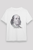 Benjamin Franklin Beyaz Unisex Tişört T-Shirt - TişörtFabrikası