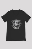 Benjamin Franklin Siyah Unisex V Yaka Tişört