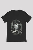 Benjamin Franklin Siyah Unisex V Yaka Tişört