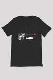 Benjamin Franklin Siyah Unisex V Yaka Tişört