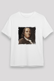Benjamin Franklin Unisex Baskılı Beyaz Tişört